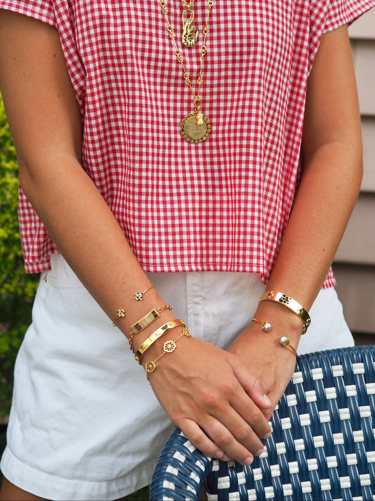 Pearl Palm Frond Bangle