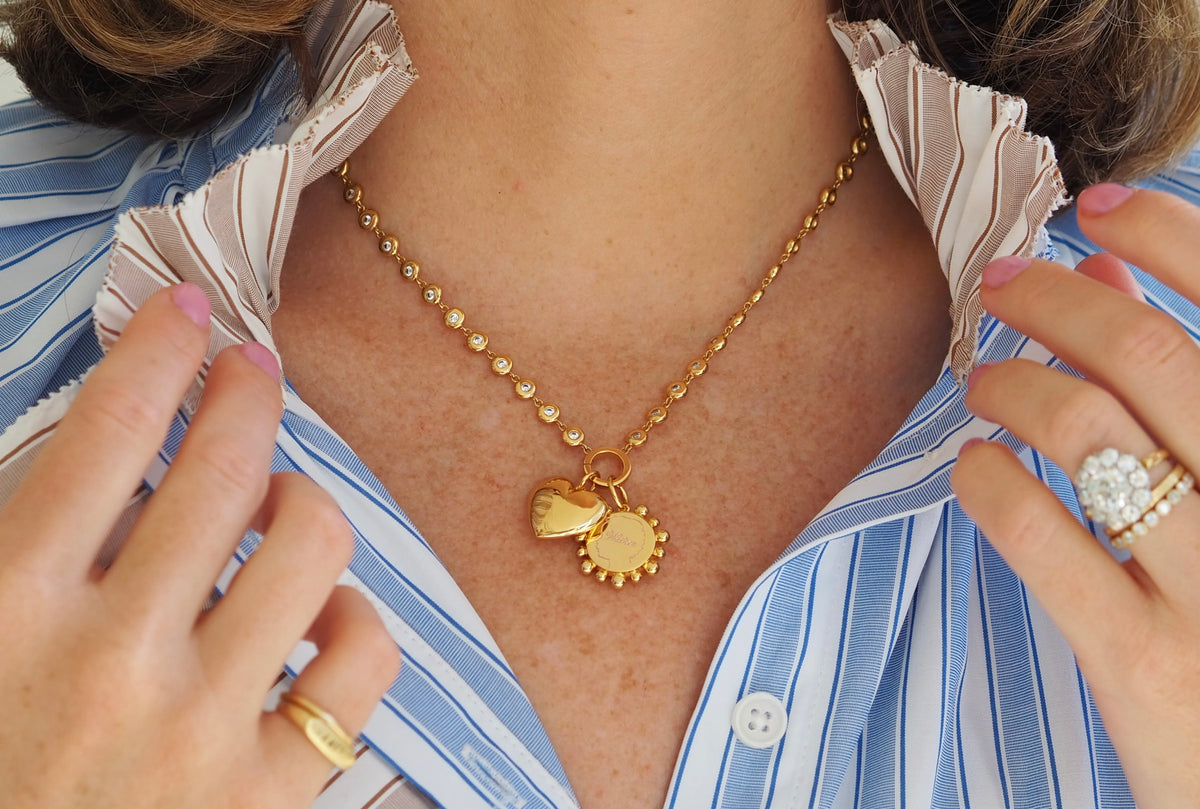 Big Twiggy Charm and Bezel Charm Necklace