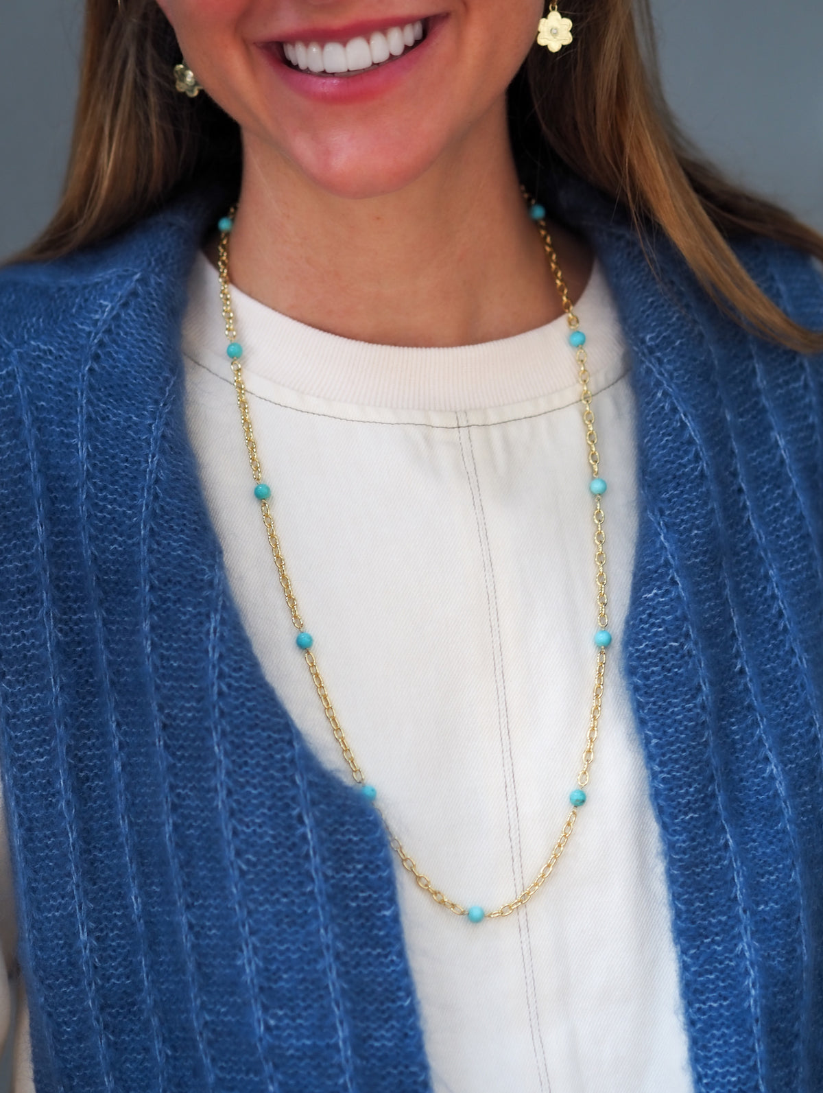 Turquoise Thick Cable Chain-30 Inches