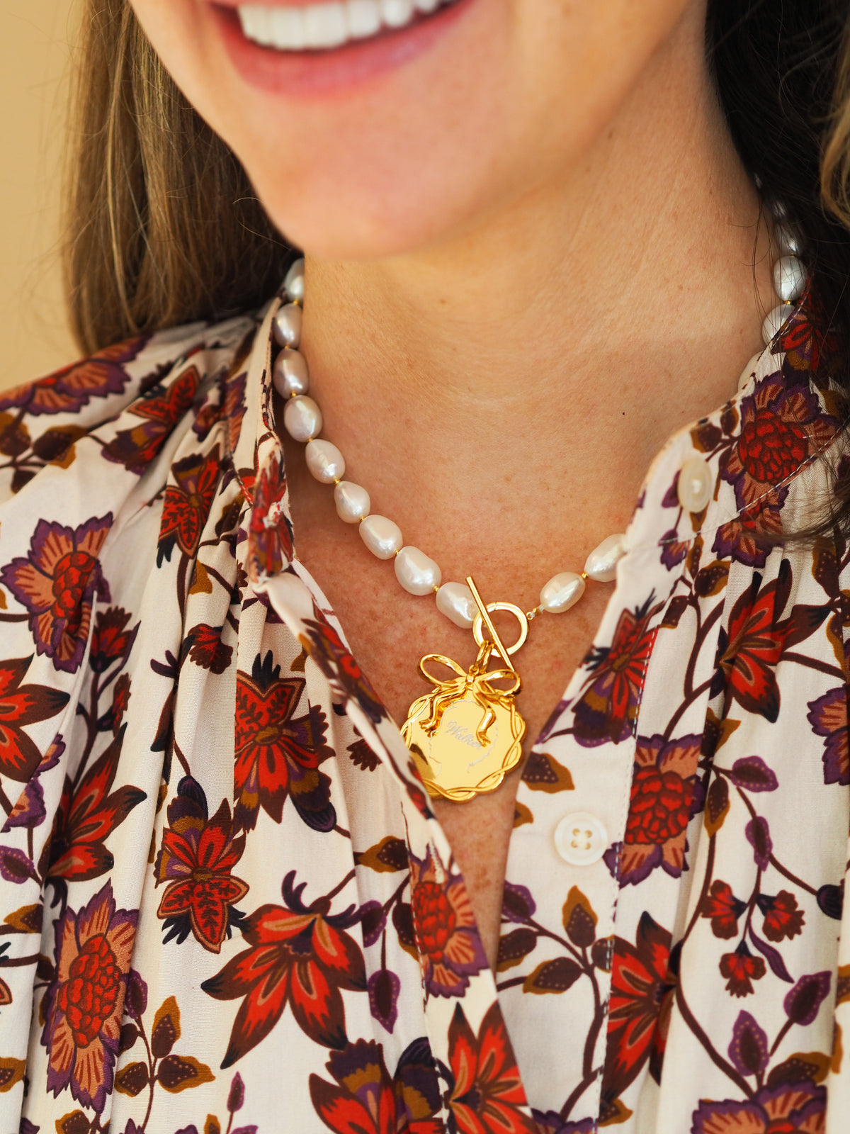 Freshwater Pearl Toggle Charm Necklace2