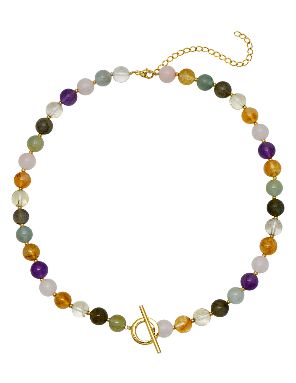 gemstone toggle charm necklace