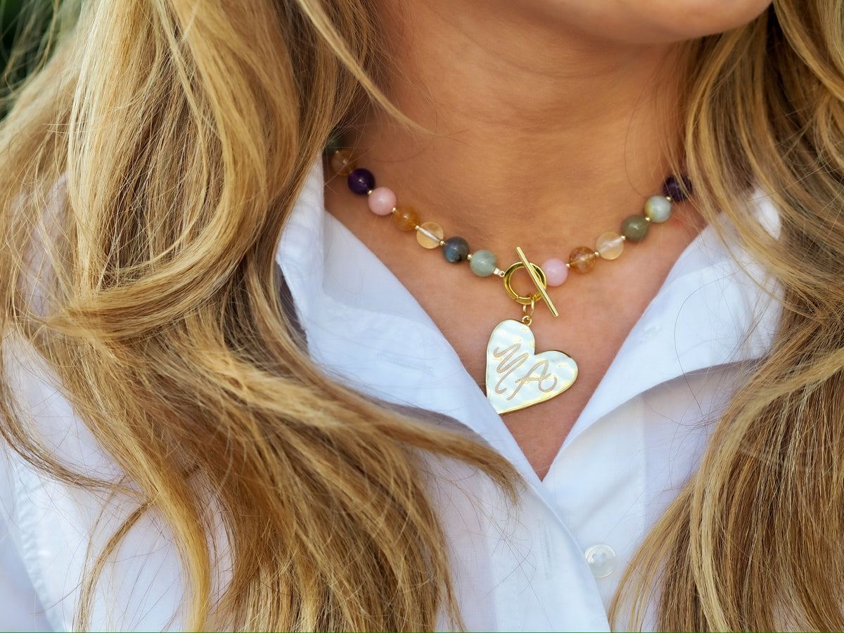 gemstone toggle charm necklace1