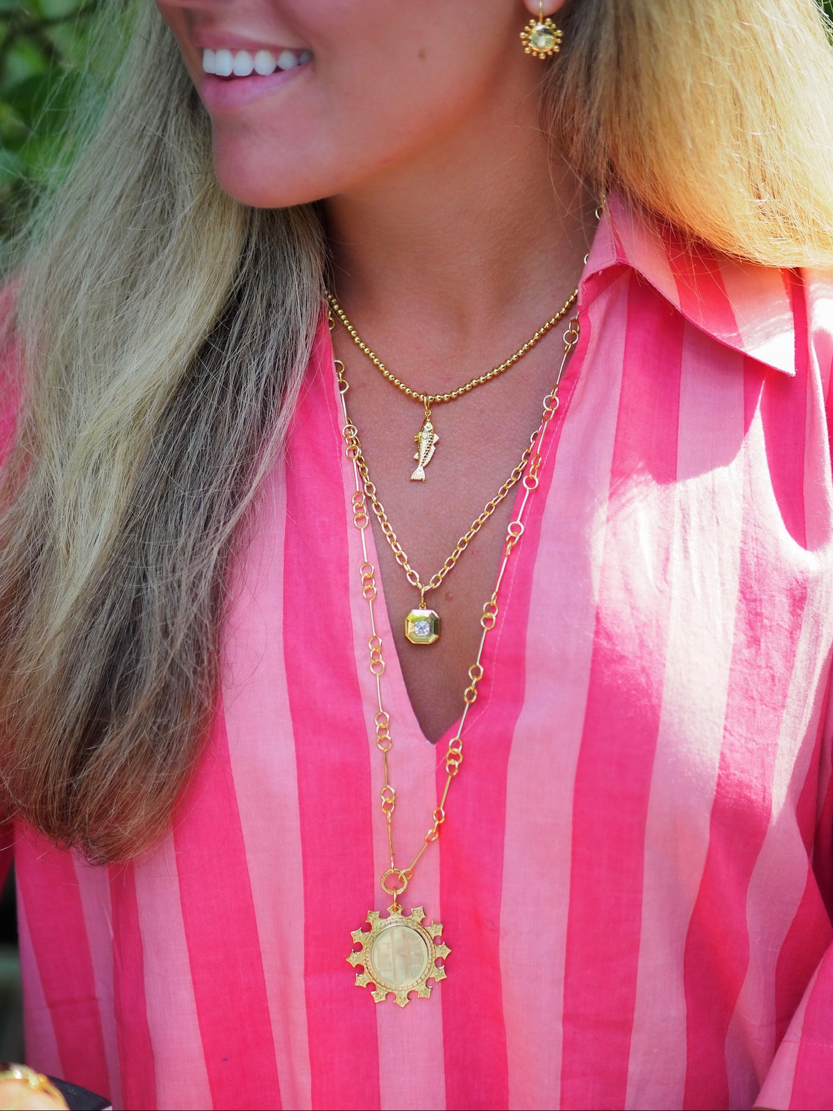 redfish charm, cut corner charm, token pendant