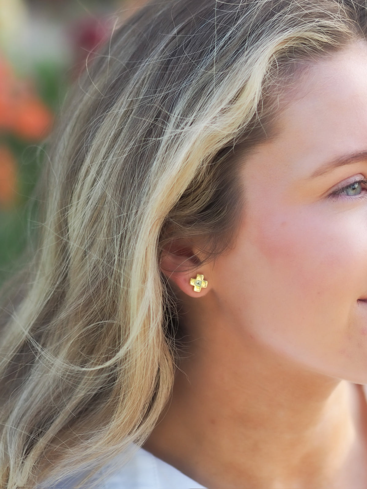 white topaz cross studs1