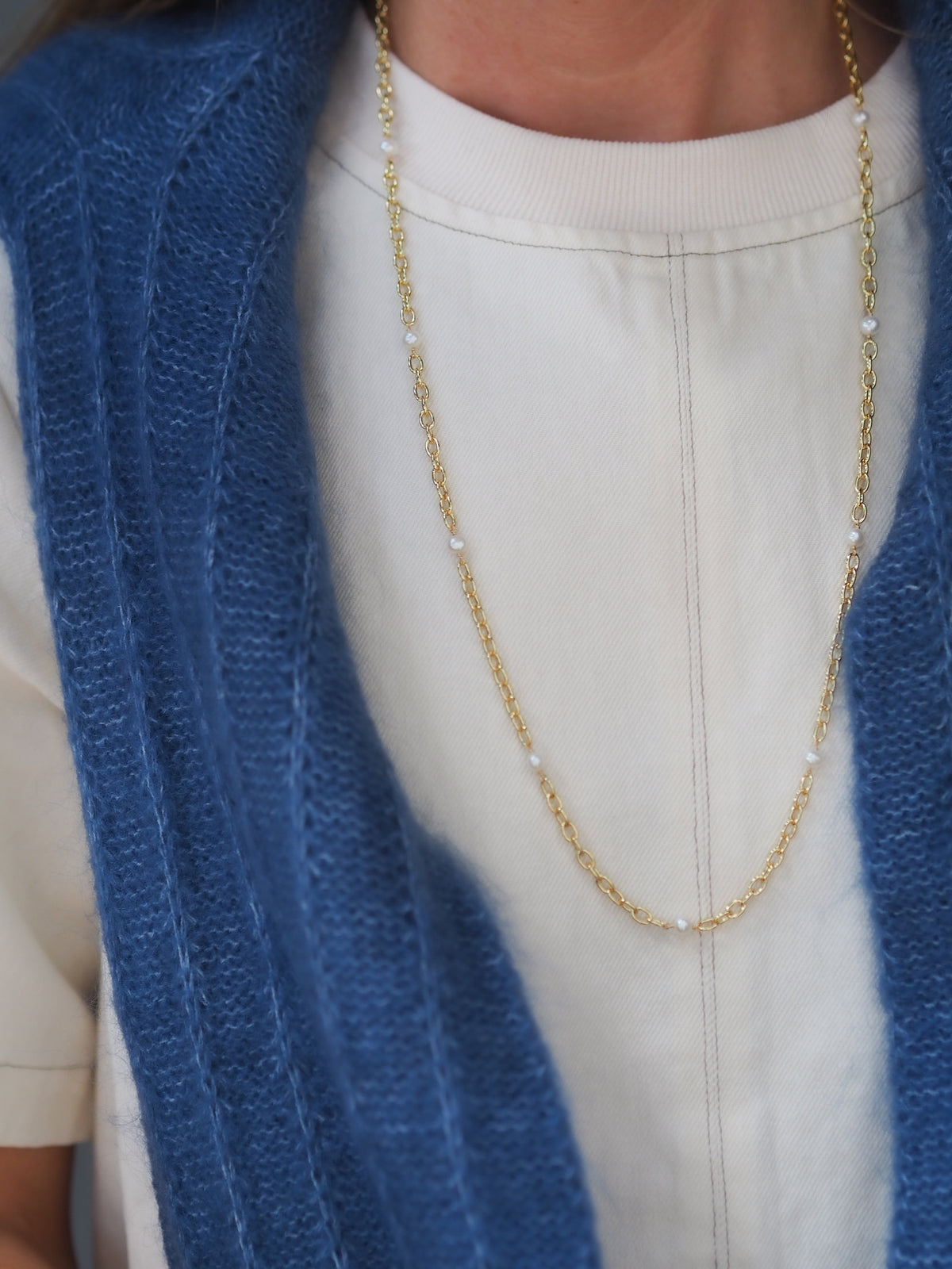 Freshwater Pearl Thick Cable Chain-30 Inches
