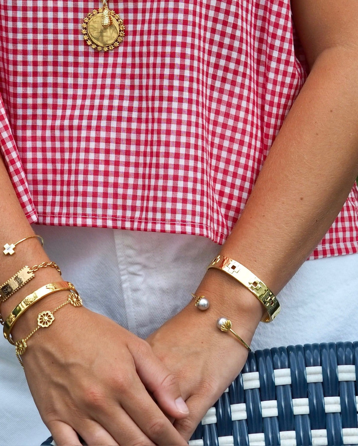 Pearl Palm Frond Bangle