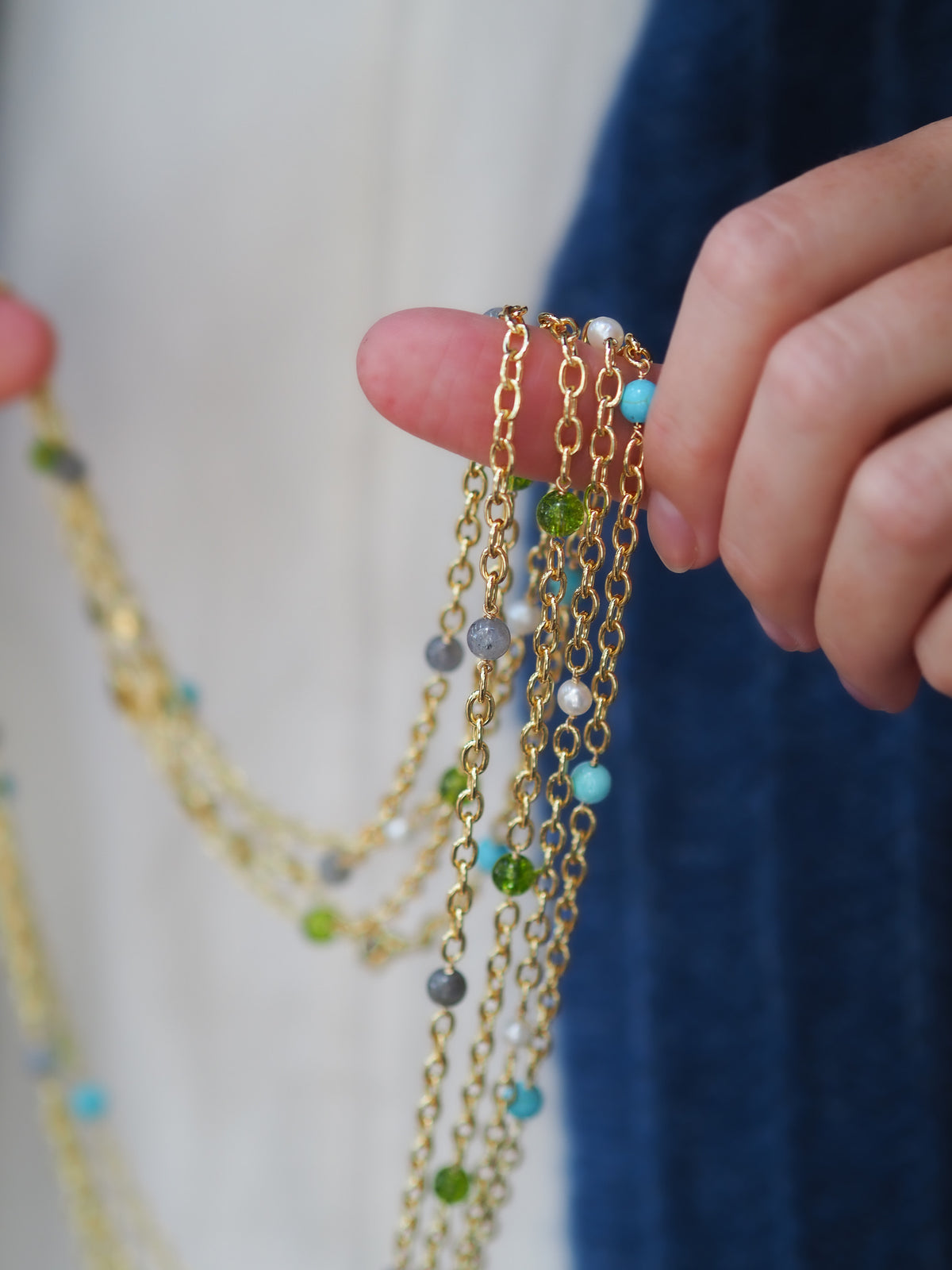 Labradorite Thick Cable Chain-30 Inches