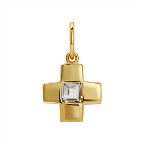 White Topaz Cross Charm
