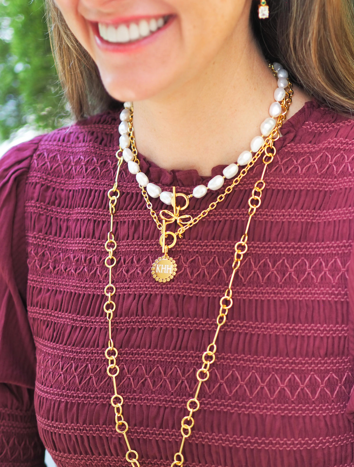 Freshwater Pearl Toggle Charm Necklace3