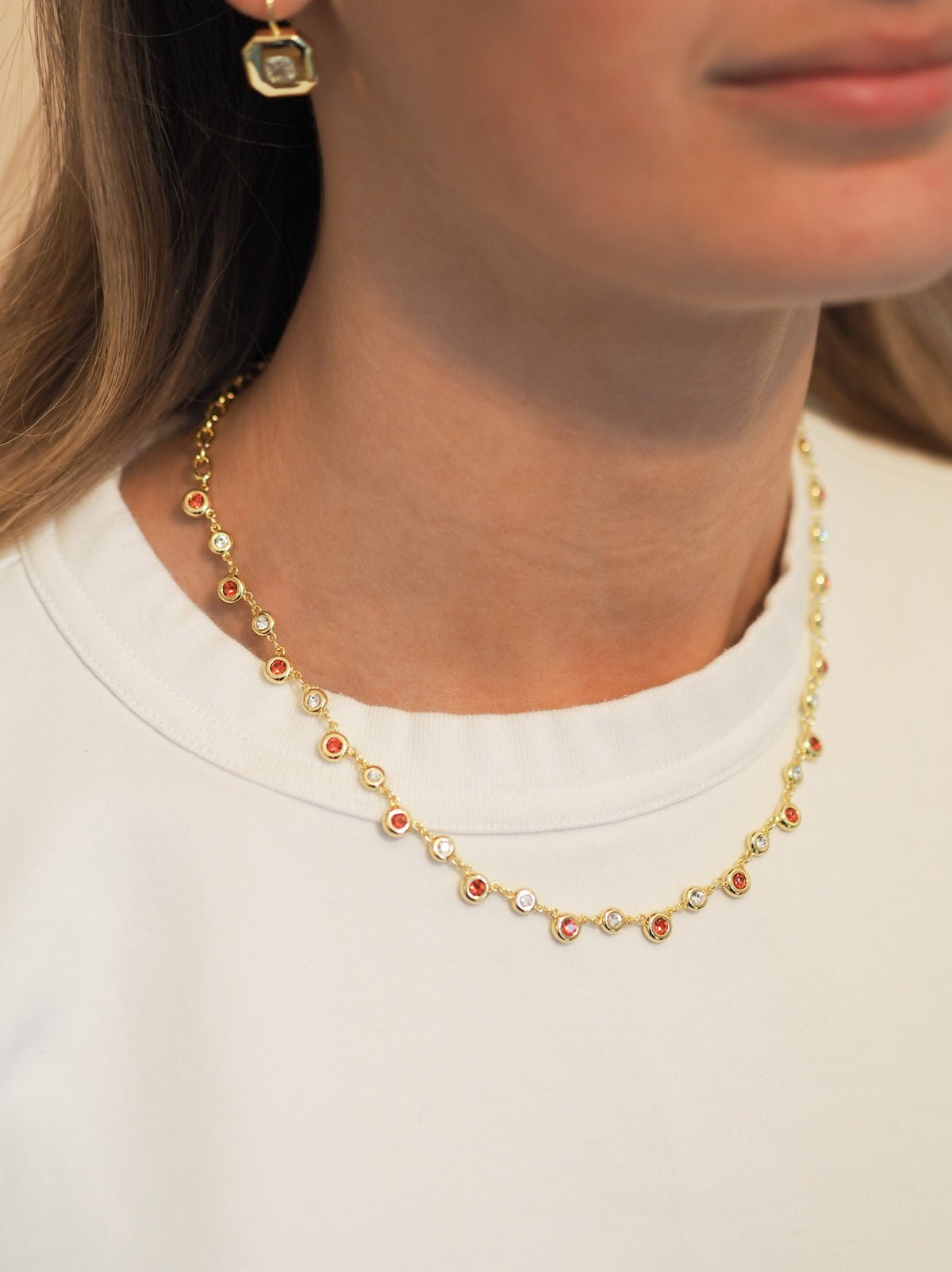 July Birthstone Bezel Necklace