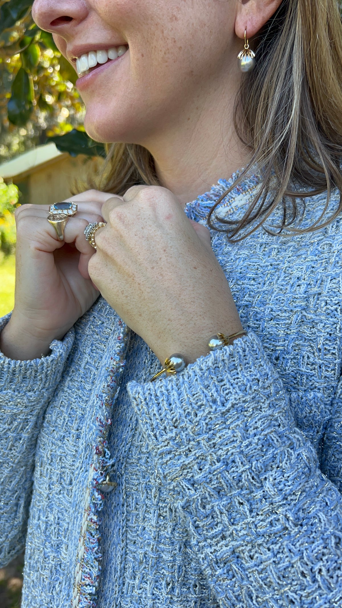 Pearl Palm Frond Bangle