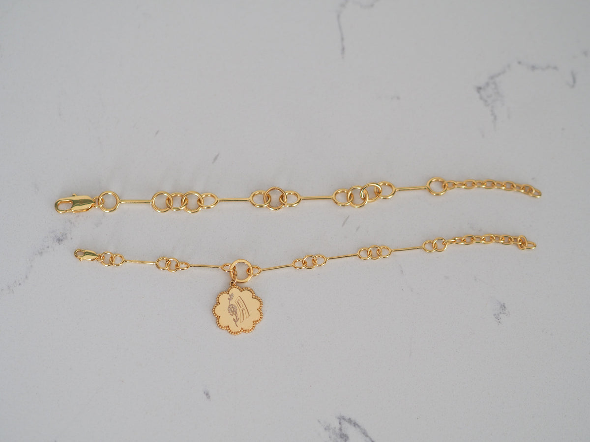 Small Scallop Pendant and Petite Wishbone Bracelet