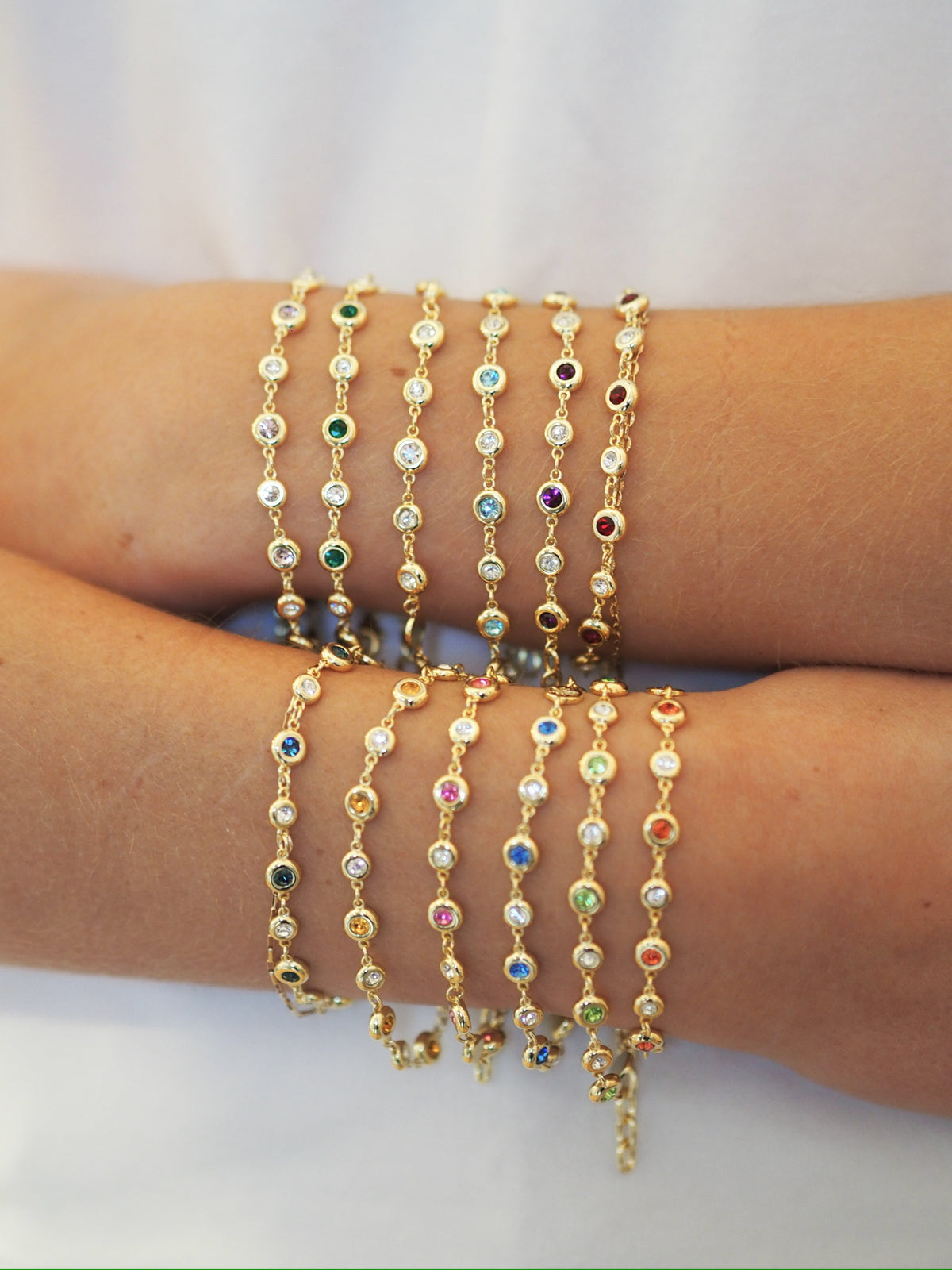 all birthstone bezel bracelets