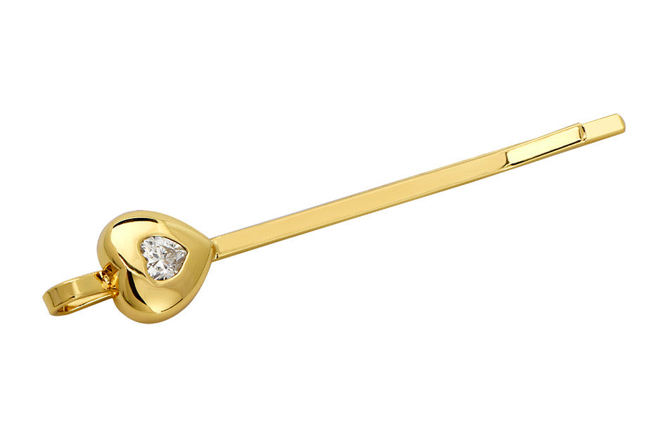 cz heart hair pin
