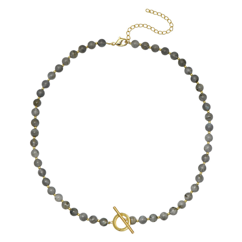 labradorite gemstone toggle charm necklace