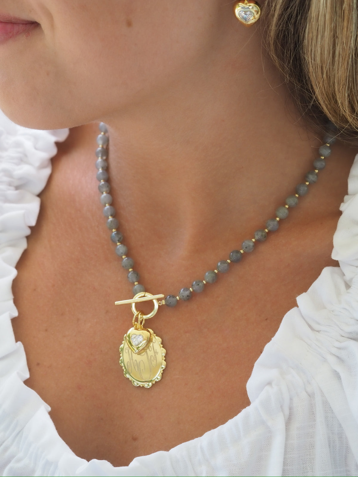 labradorite gemstone toggle charm necklace1