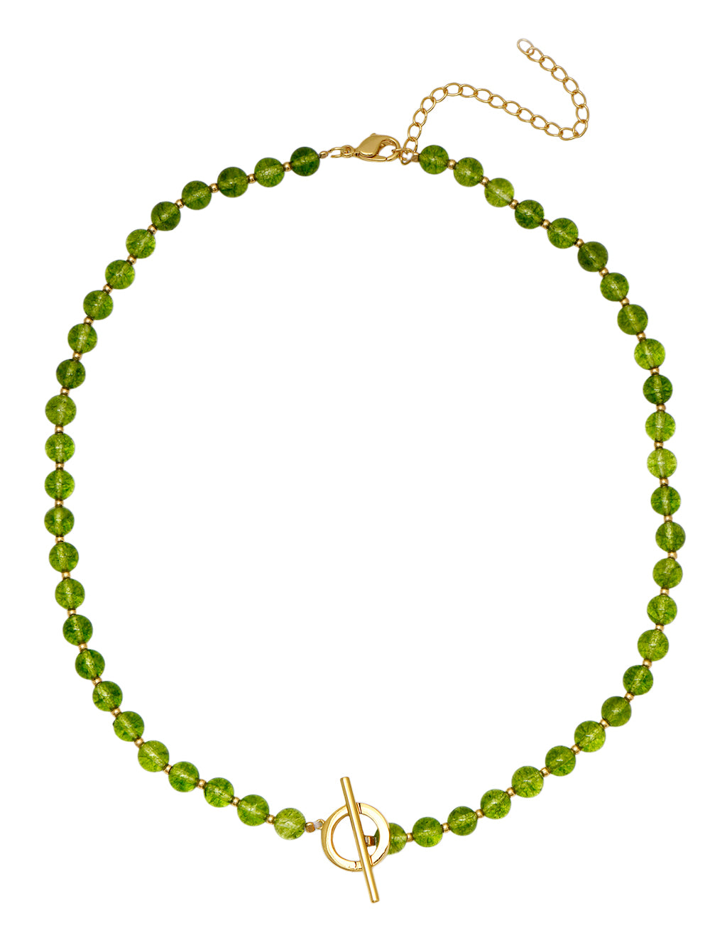 peridot gemstone toggle charm necklace