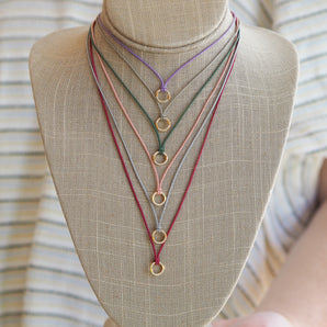Okra Green Charm Cord Necklace