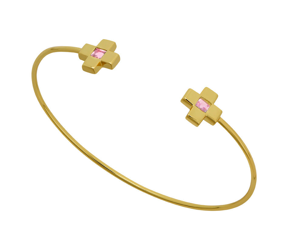 pink cz cross bangle