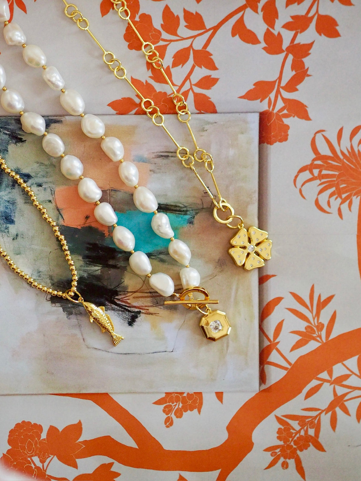 small charms flat lay