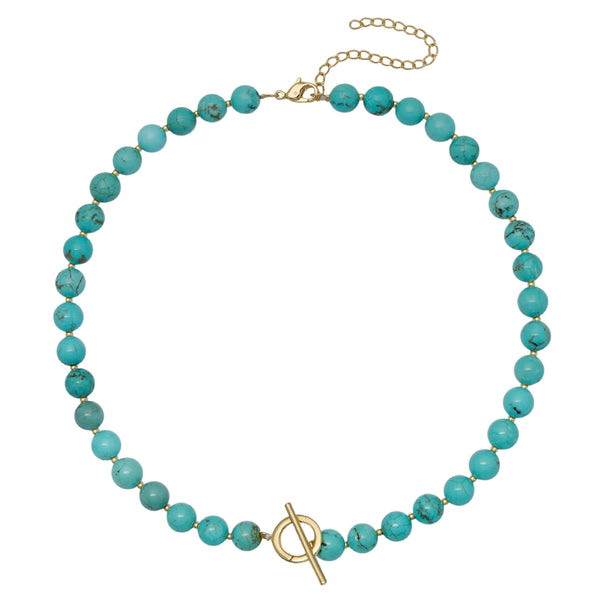 turquoise gemstone toggle charm necklace