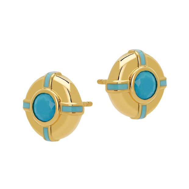 turquoise life ring studs