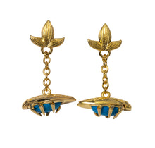 Load image into Gallery viewer, Turquoise bug fob earrings Goldbug Collection
