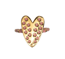 Load image into Gallery viewer, Heart ring with pink enamel Goldbug Collection
