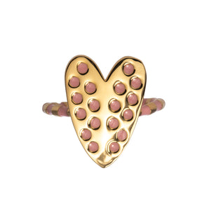 Heart ring with pink enamel Goldbug Collection