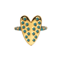 Load image into Gallery viewer, Heart ring with blue enamel Goldbug Collection

